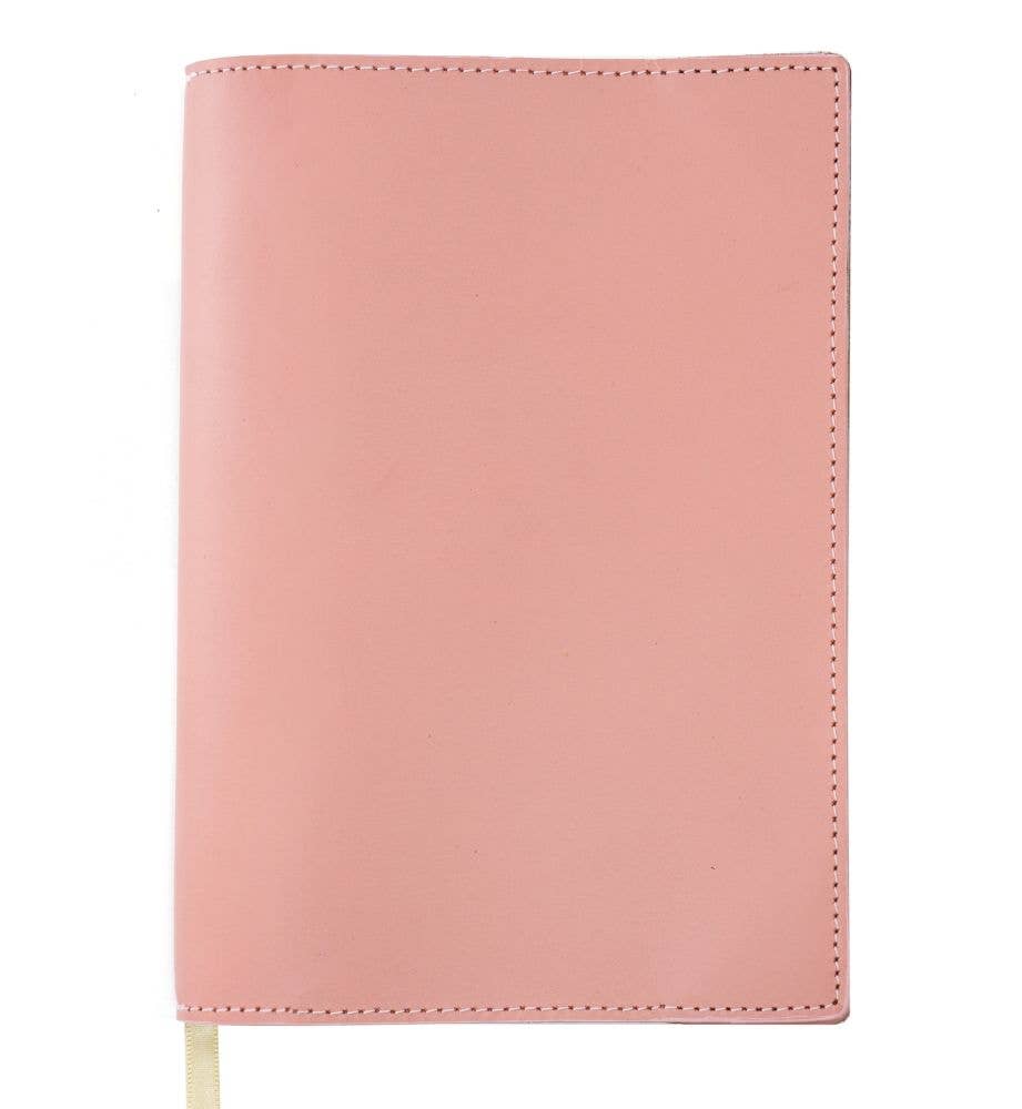 A5 Notebook with Leather Jacket-Dusky Pink